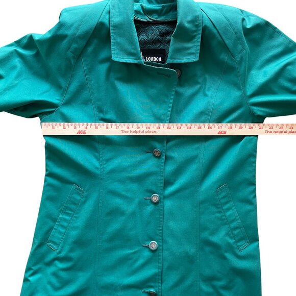Vintage 1980s London Fog by Wamsutta Teal Trench Coat – Made in USA – Size 10P - Picture 12 of 16